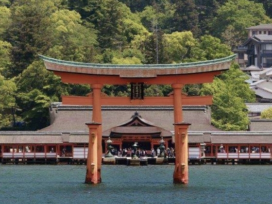 Torii am Itsukushima Schrein in Japan